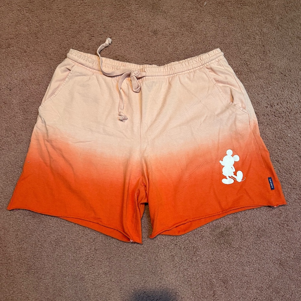 EUC DISNEY SPIRIT DIP DYE SHORTS SZ XXL ORANGE TIE WAIST